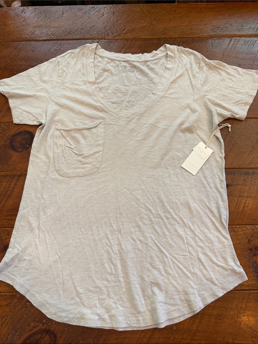 Z Supply Washed Beige V-Neck Pocket Tee - Women